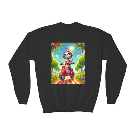 The Traveling Robot Youth Crewneck Sweatshirt – Adventure, Curiosity & Playful Discovery