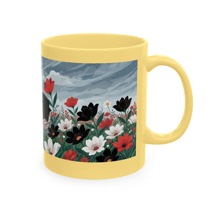 🌺☔ The Lady In The Stormy Flower Garden Ceramic Mug – Art Deco Fashion Elegance