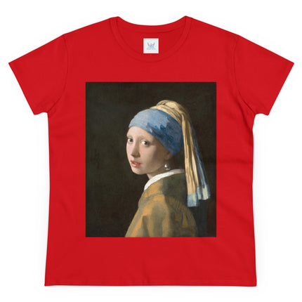 Girl with a Pearl Earring by Johannes Vermeer Women's Midweight Cotton Tee