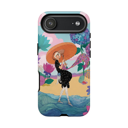 🌊☂️ The Lady Of The Flowered Seashore Phone Case – Art Deco Seaside Fashion