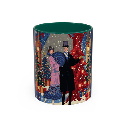 🎩🎄 Christmas Eve Promenade Colorful Mug – Art Deco Holiday Elegance