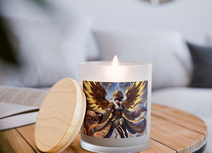 Valkyrie Descending Through Storm Frosted Glass Candle, 11oz