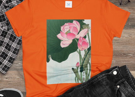 Blooming Lotus Flowers by Ohara Koson Women's Midweight Cotton Tee
