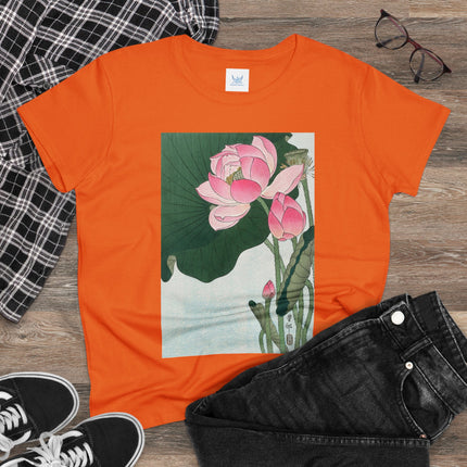 Blooming Lotus Flowers by Ohara Koson Women's Midweight Cotton Tee
