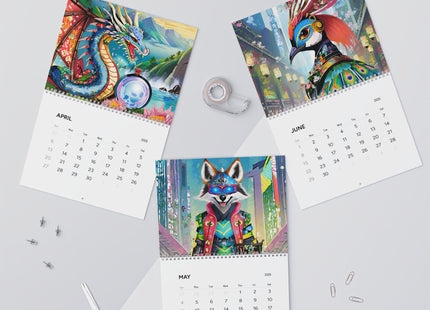 Neon Beasts: A Cyberpunk Odyssey Wall Calendars (2025)