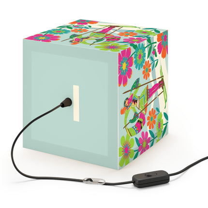 🎿🌸 The Winter Flower Adventurer Light Cube Lamp – Colorful Ski Fantasy