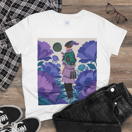 💜🌸 The Violet Garden Promenade Cotton Tee – Art Deco Floral Fashion
