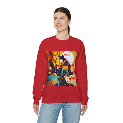 Black Cat in Kimono Unisex Heavy Blend™ Crewneck Sweatshirt