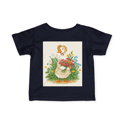 🪿🌸 The Little Flower Garden Goose Infant Fine Jersey Tee – Whimsical Woodland Charm