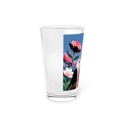🌹🎄 The Lady Of The Candlelit Rose Tree Pint Glass – Art Deco Christmas Garden
