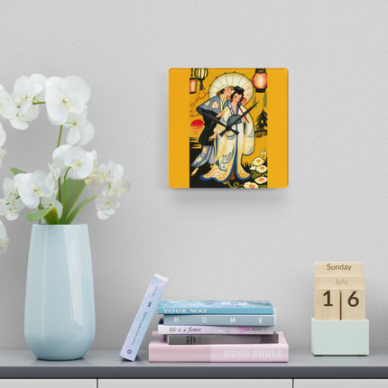 Golden Embrace Acrylic Wall Clock