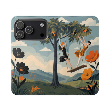 🌳🌺 The Ladies Of The Garden Swing Flip Case – Art Deco Floral Adventure