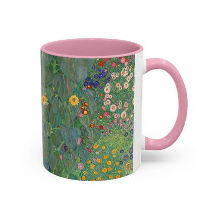 Farm Garden with Sunflowers by Gustav Klimt Colorful Mugs (11oz, 15oz)