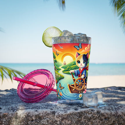 Sailor Kitten’s River Adventure Sunsplash Tumbler with Straw, 16oz