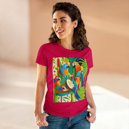 Colorful Macaws Women's Midweight Cotton Tee