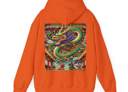 Tibetan Dragon Over Kabuki Duel – Heavy Blend™ Hooded Sweatshirt