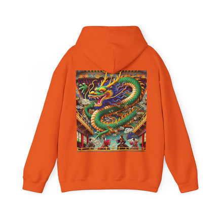 Tibetan Dragon Over Kabuki Duel – Heavy Blend™ Hooded Sweatshirt