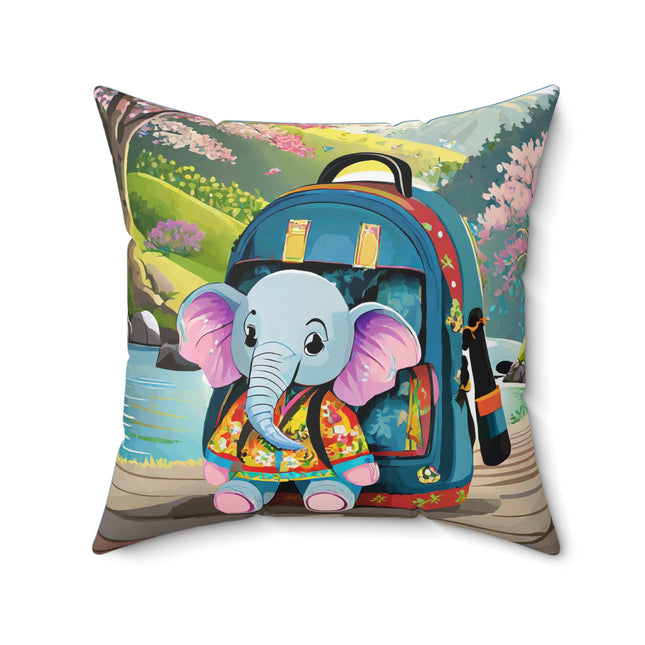 Baby Elephant Spun Polyester Square Pillow