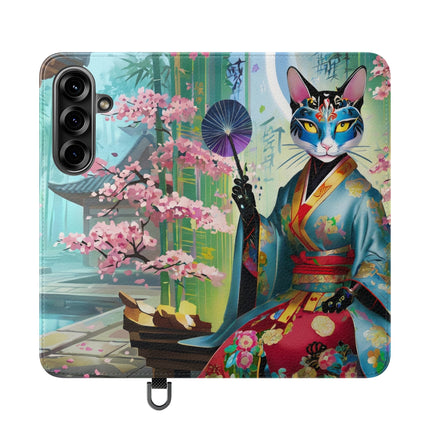🌸✨ Cyberpunk Geisha Flip Case – Neon Elegance & Futuristic Grace