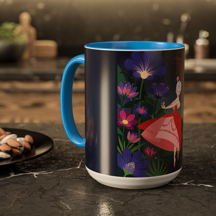 Moonlight Waltz Among The Blossoms Colorful Mugs – Art Deco Floral Enchantment