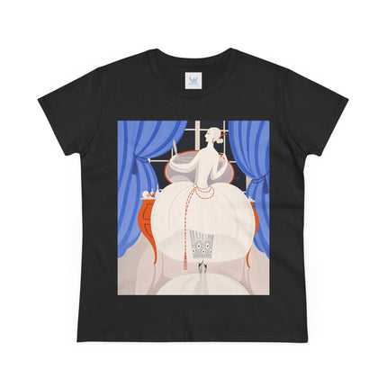 🦢💎 The Ivory Midnight Muse Cotton Tee – Art Deco Fashion Elegance