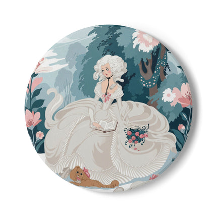 📖🌹 The Lady Of The Garden Storybook Ceramic Coaster – Art Deco Floral Elegance