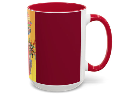 Elegant Holiday Woman with Gifts Colorful Mugs (11oz, 15oz)