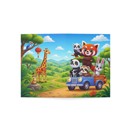 🐼🚙 The Great Garden Road Trip Greeting Card – Whimsical Animal Adventure