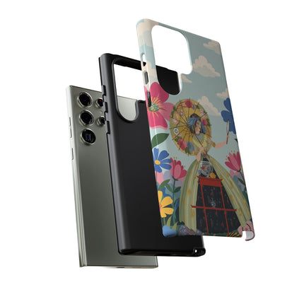 🌸🪞 The Floral Parasol Reflection Phone Case – Art Deco Garden Fantasy