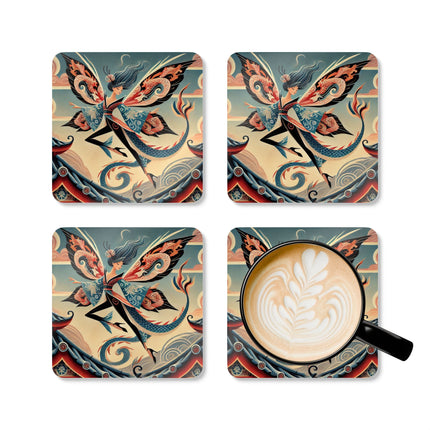 Dragon Fairy of the Temple Corkwood Coaster Set