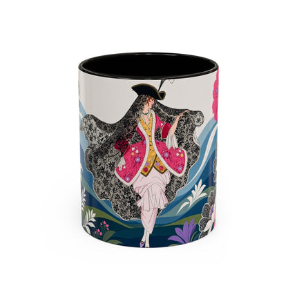 🌸🎀 The Pink Lace Garden Promenade Colorful Mug – Art Deco Fashion Elegance