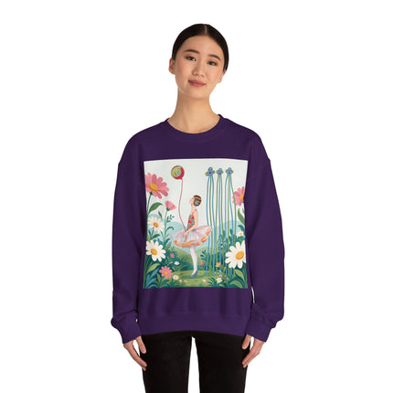 🌼🎈 The Garden Balloon Dancer Crewneck Sweatshirt – Art Deco Floral Whimsy