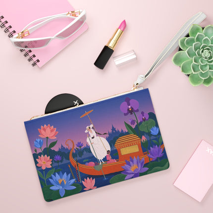 🪷🛶 The Lady Of The Lotus Lake Clutch Bag – Art Deco Garden Voyage
