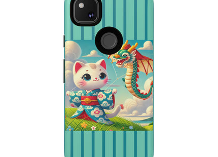 Geisha Kitten and the Dragon Kite Phone Cases