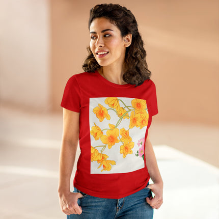 Golden Bow Orchid Women's Midweight Cotton Tee