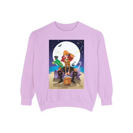 Moonlit Pirate Halloween Unisex Garment-Dyed Sweatshirt