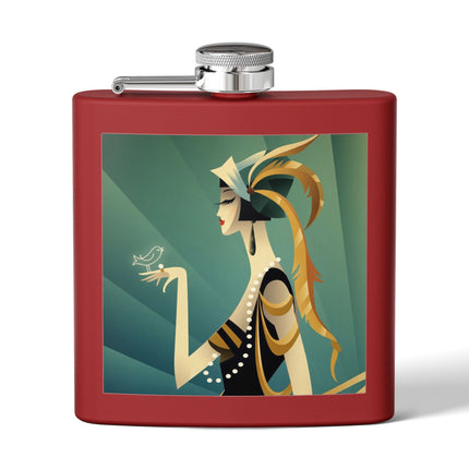 Art Deco Flapper with Bird Flask – Elegant Glamour & Timeless Style