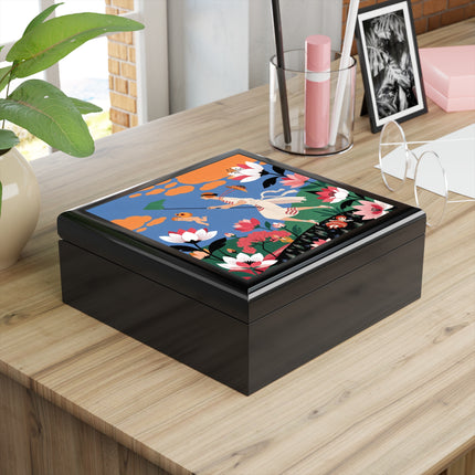 🪁🌺 The Lady Of The Flying Garden Jewelry Box – Art Deco Floral Fantasy