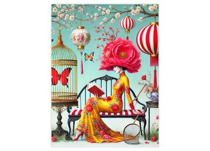 Reading In A Painted Garden Ceramic Tile