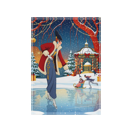 ⛸️🎄 The Christmas Skating Pavilion Acrylic Art Block – Art Deco Holiday Fantasy