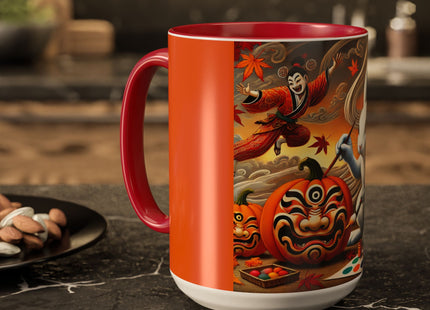 Halloween Rabbit’s Kabuki Jack-o’-Lanterns Colorful Mugs (11oz, 15oz)