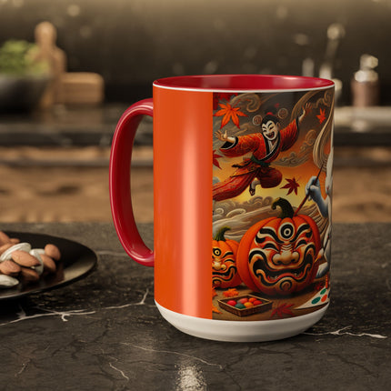 Halloween Rabbit’s Kabuki Jack-o’-Lanterns Colorful Mugs (11oz, 15oz)