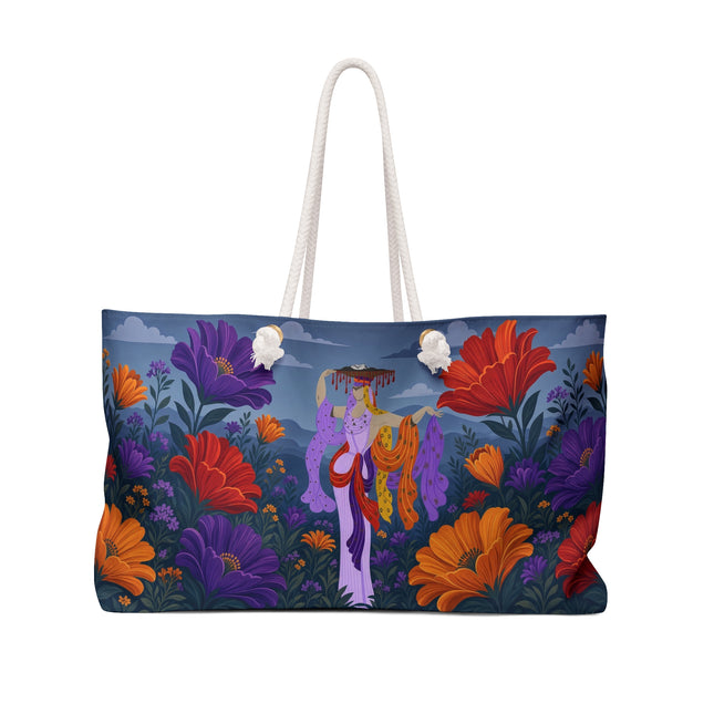 🌺🦋 The Enchanted Floral Silk Dancer Weekender Bag – Art Deco Garden Fantasy