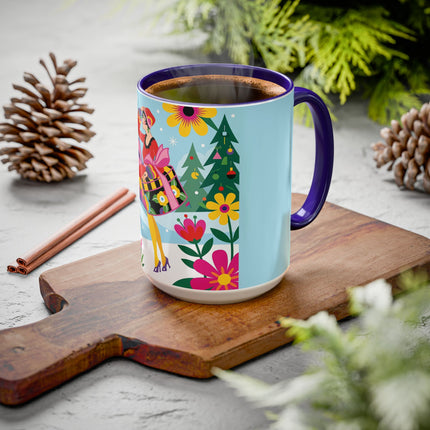 🌸🎄 Christmas In The Winter Garden Colorful Mug – Whimsical Holiday Fantasy