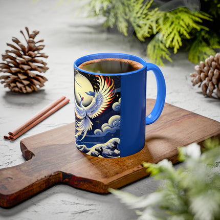 Majestic White Crane Colorful Mugs (11oz, 15oz)