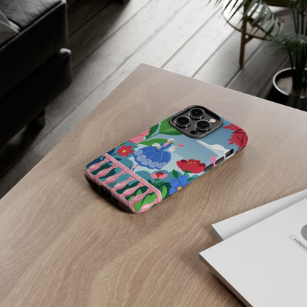 🌺🪭 The Lady Of The Grand Flower Terrace Phone Case – Art Deco Garden Elegance