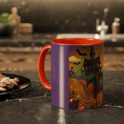 🌙🎃 The Scarecrow Of Haunted Hollow Colorful Mug – Whimsical Halloween Mystery