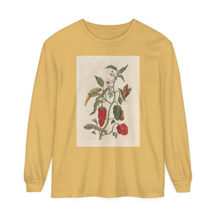 Botanical Pl.15 by Maria Sibylla Merian Garment-dyed Long Sleeve T-Shirt