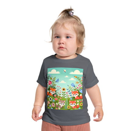 Fox Cubs in Bloom Baby T-Shirt – Springtime Joy & Playful Friendship