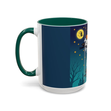 🐈‍⬛🎃 The Flying Black Cats Of Halloween Colorful Mug – Whimsical Storybook Charm